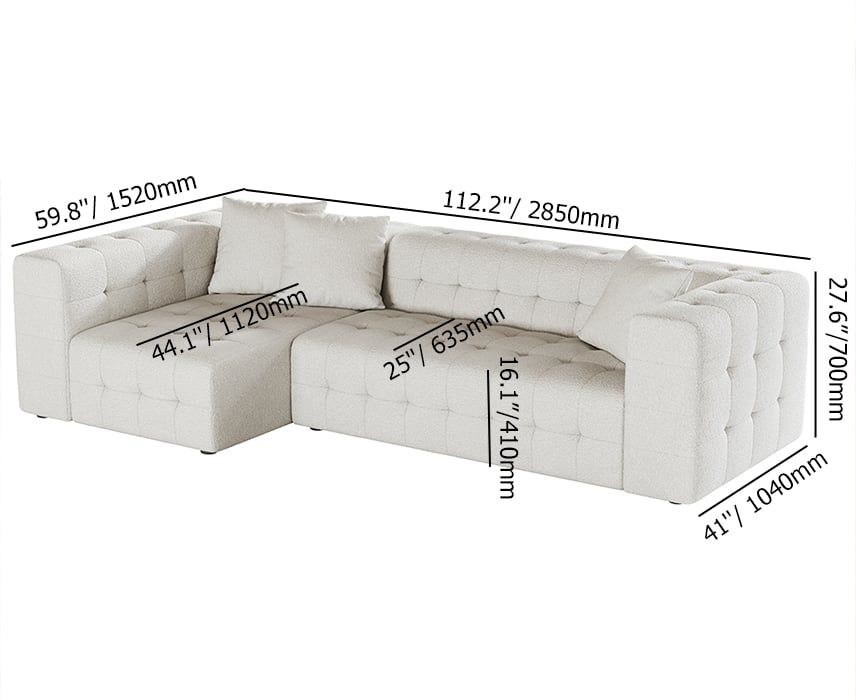 HMR - 112" Boucle Power Sectional Sofa Bed with Chaise