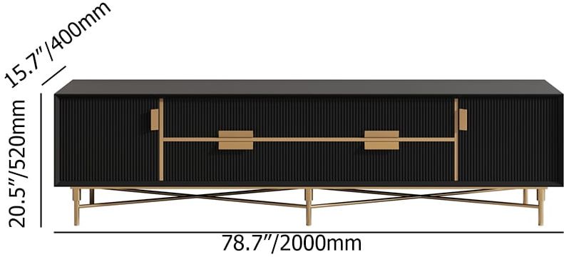 HMR Modern Rectangle TV Stand Media Console for 85" TVs with 4 Drawers & Doors MDF - Black, 78.7"