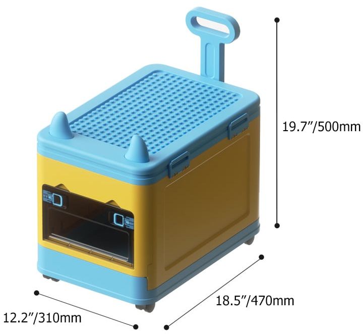 HMR - Stackable Folding Children Toy Organizer Cart Multifunctional Storage Box with Wheels