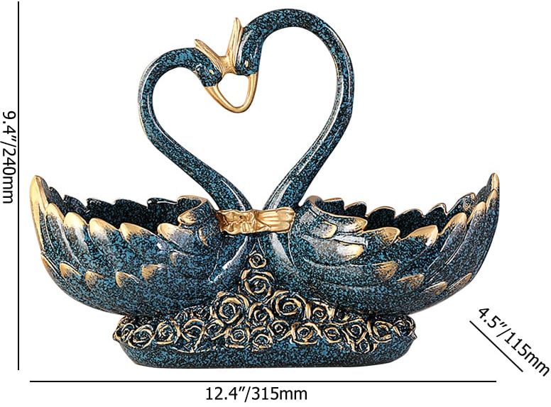 HMR - Creative Gold&Blue Swan Resin Remote Control Holder Living Room Storage Box Home Decor