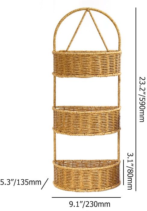 HMR - 3-Tier Wall Hanging Basket Rattan Planter