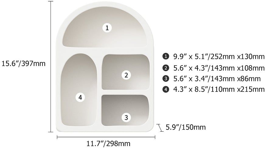 HMR - Japandi White Arched Cave-like Multi-compartment Wall-mountable Desktop Storage Rack