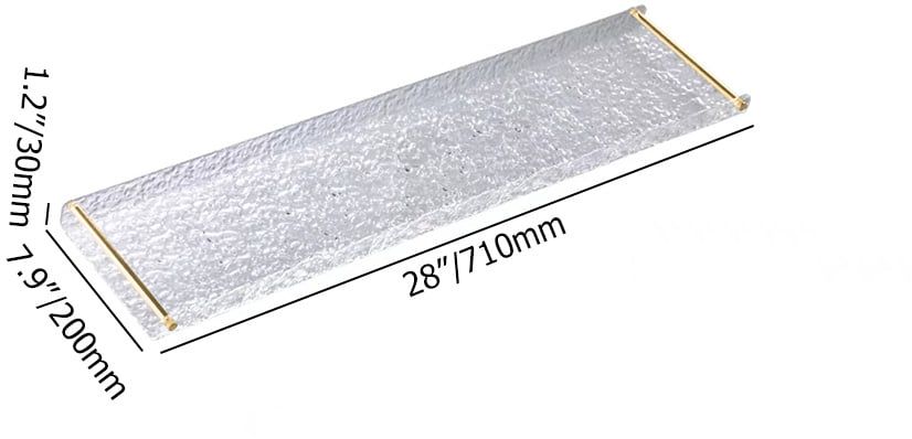 HMR - Acrylic Water Ripple Bathtub Tray Clear Bathroom Caddy Shelf with Gold Handles