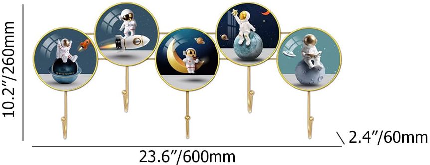HMR - 5-Hook Astronaut Wall Mounted Coat Rack Rocket Themed Spaceman Decor