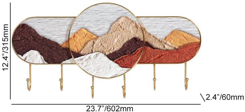 HMR - 23.7'' Wall Art Decorative Coat Rack with 6 Hooks