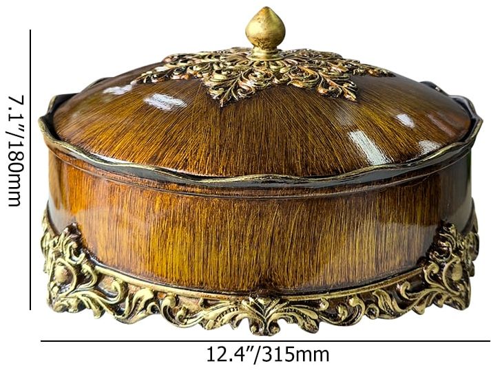 HMR - Brown Resin Divided Serving Tray with Lid Snack Tray Food Storage Containers Home Decor