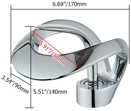 HMR Waterfall Bathroom Sink Faucet Single Handle Solid Brass - Chrome
