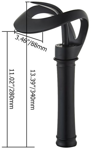 HMR Modern Elegant Waterfall Bathroom Vessel Sink Faucet Single Handle Solid Brass - Black