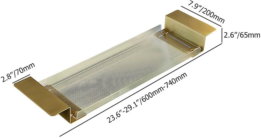 HMR - 24"-29" Acrylic & Aluminum Extendable Bathtub Tray in Clear & Gold Bathroom Caddy Shelf