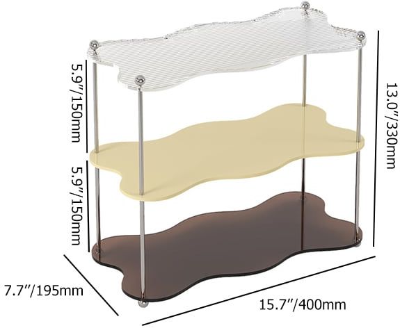 HMR - 3-Tier Amber & Clear & Beige Acrylic Bathroom Storage Rack Makeup Cosmetic Organizer