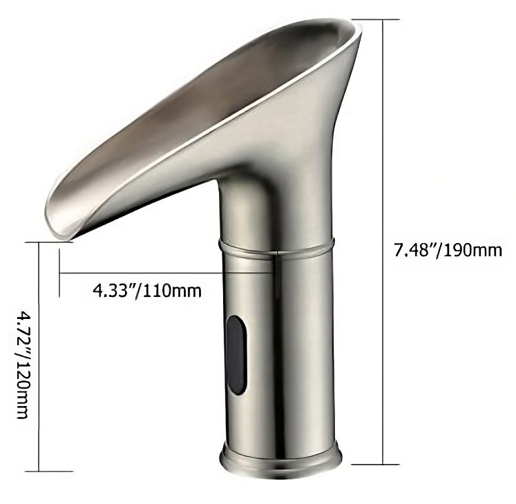 HMR - LED Single Hole Touchless Bathroom Sink Waterfall Faucet in Brushed Nickel