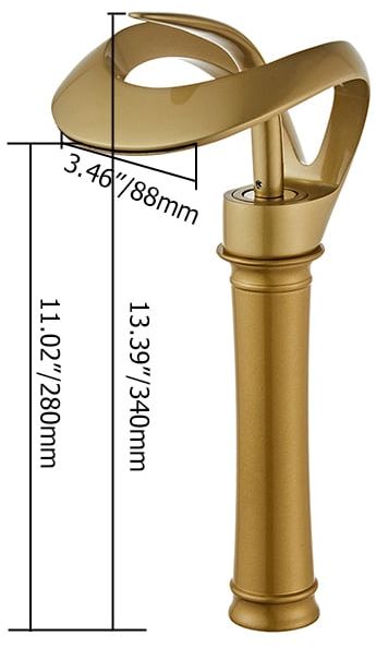 HMR Modern Elegant Waterfall Bathroom Vessel Sink Faucet Single Handle Solid Brass - Gold