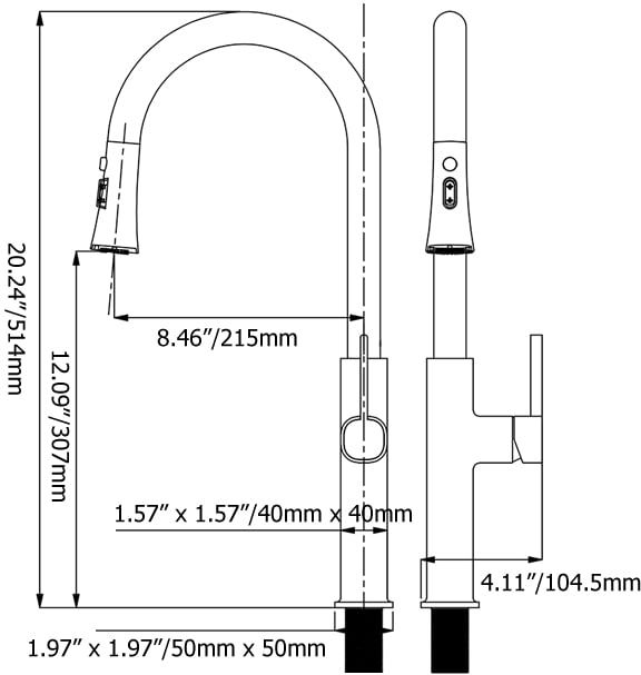 HMR - Gold Single Hole High Arc Kitchen Faucet Pull-Down 3-Mode Spray