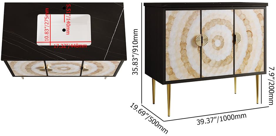 HMR - 39.3" Modern Freestanding Sintered Stone Bathroom Vanity with Sink