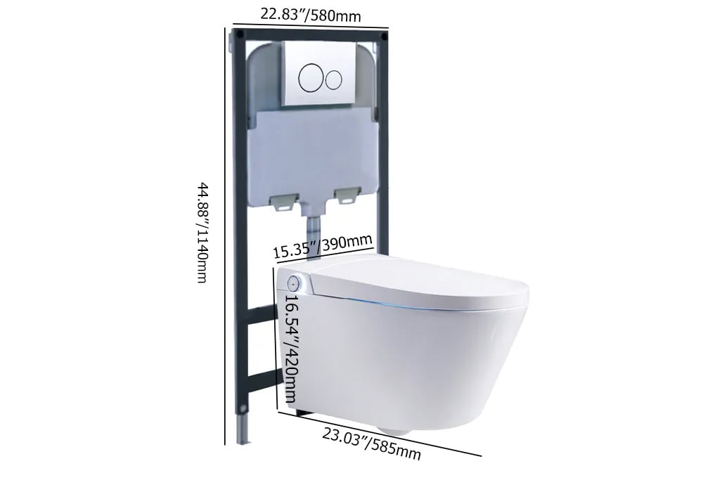 HMR Set of Two Automatic Wall-Mounted Smart Bidet Toilet with In-Wall Tank - White