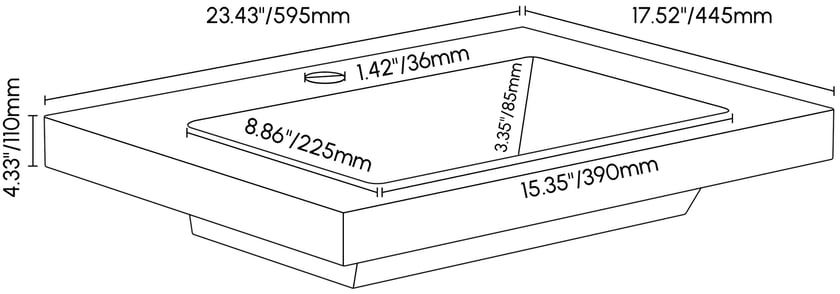 HMR 23"Rectangular Concrete Drop-in Bathroom Sink - White