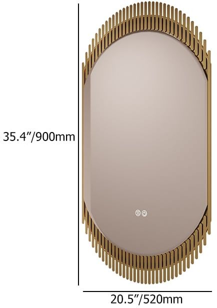 HMR - 20" Oval Decor LED Bathroom Mirror Wall-Mounted Defog in Gold