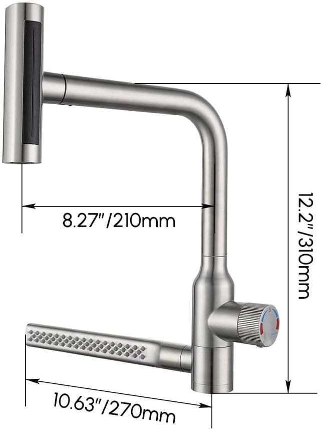 HMR - 720° Rotating Pull-Out Design Swivel Waterfall Kitchen Faucet