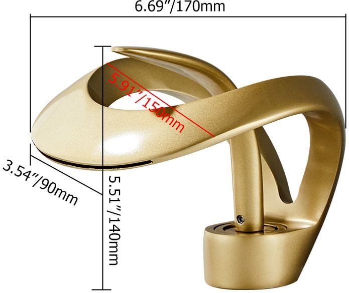 HMR Waterfall Bathroom Sink Faucet Single Handle Solid Brass - Gold
