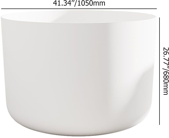 HMR - 41" Japanese Modern Round Freestanding Stone Soaking Bathtub White