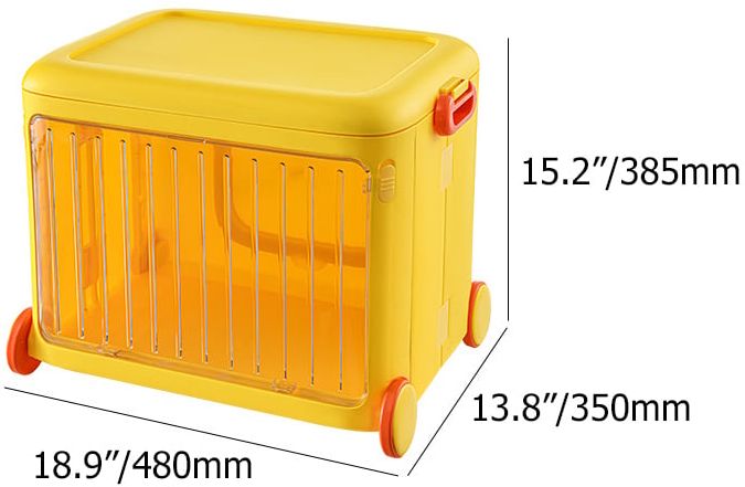 HMR - Yellow Kids Toy Organizer Cart Collapsible Storage Bin with Wheels & Handle