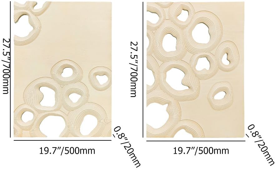 HMR - 2 Pieces 3D Abstract Geometric Carved Wood Wall Art Sculpture Decor Living Room Bedroom