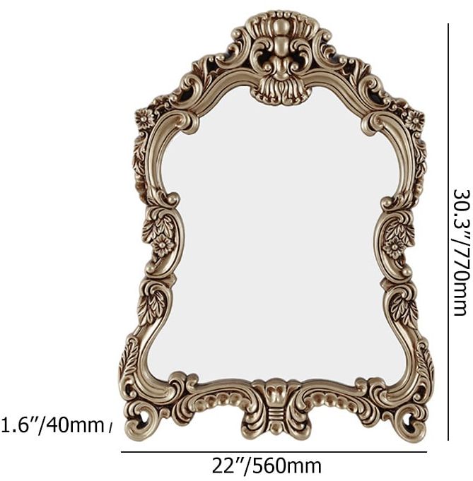HMR - Large Vintage Arch French Shield Wall Mirror Decor 19th Century Champagne Gold Art