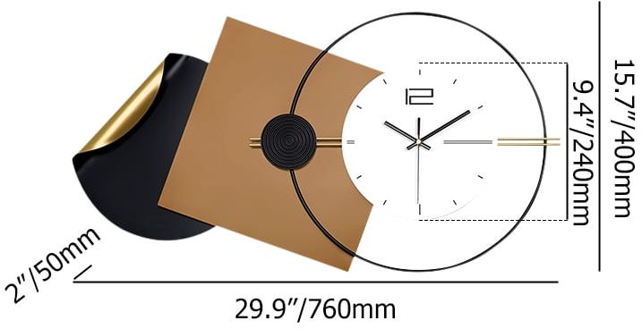 HMR - 29.9" Modern 3D Brown Geometric Metal Silent Wall Clock