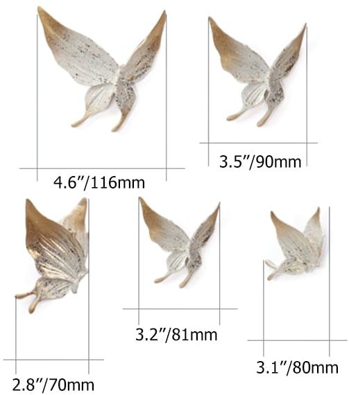 HMR - 5-Pieces Farmhouse 3D White & Gold Resin Butterfly Wall Decor Set Living Room Bedroom