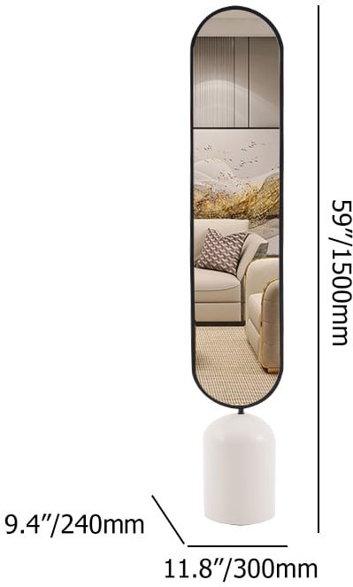 HMR - 59" Oversized Oval Metal Full Length Standing Floor Mirror Black & White for Living Room