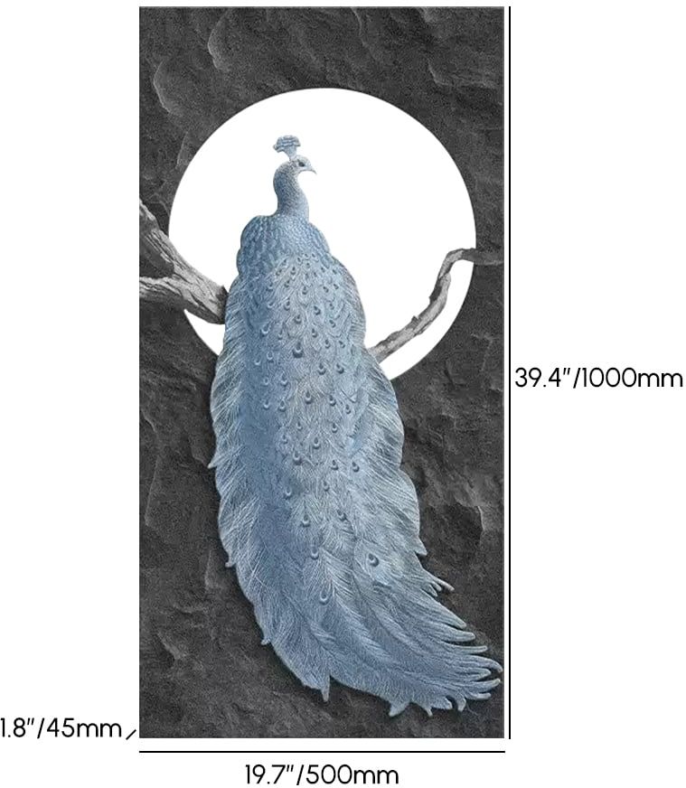 HMR - 39.4" Modern LED Peacock Wall Art with USB Charging