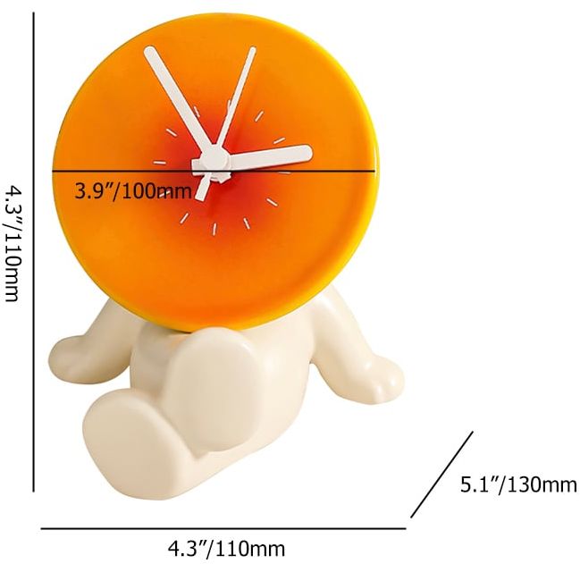 HMR - Modern Novelty Ceramic White & Orange Table Clock Home Decoration
