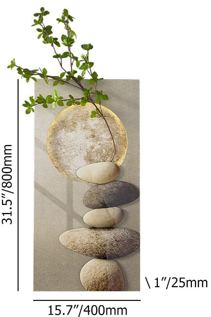 HMR - 31.5" LED Wall Art Japandi Abstract Geometric Acrylic Stone Shape Decor USB Lighting