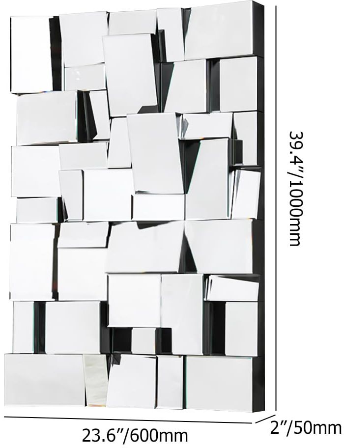 HMR - 39.4" Glam Irregular Silver Decorative Frameless Earthquake Wall Mirror