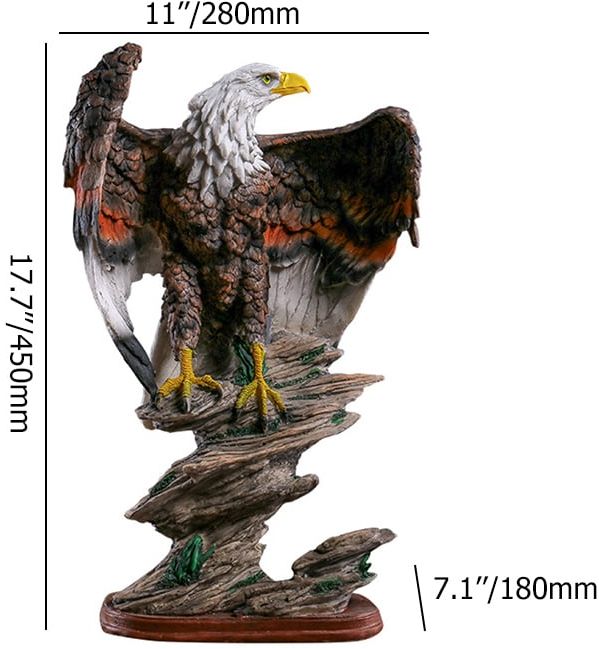 HMR - Bronze Resin Eagle Sculpture Statue with Rising Wings Animal Figurine Decor Ornament
