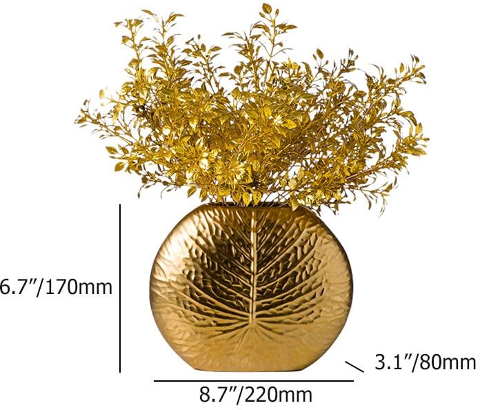 HMR - Bronze Gold Luxury Artificial Plants in Vase Creative Ceramic Vase Artificial Plants Set