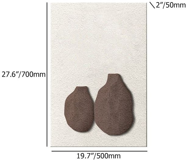 HMR - 27.6" Abstract Geometric Japandi Wall Art 3D Sculpture Decor With Vase in White & Brown