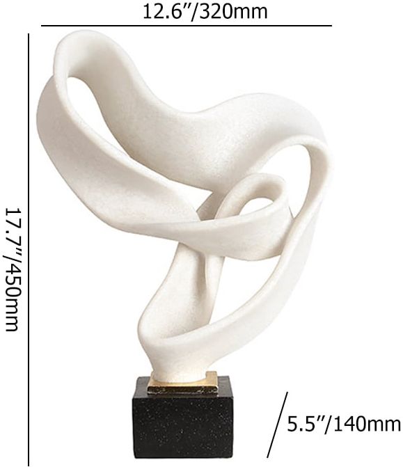 HMR Industrial Resin Abstract Sculpture Home Decorative Figurine Desk Art Decor - White