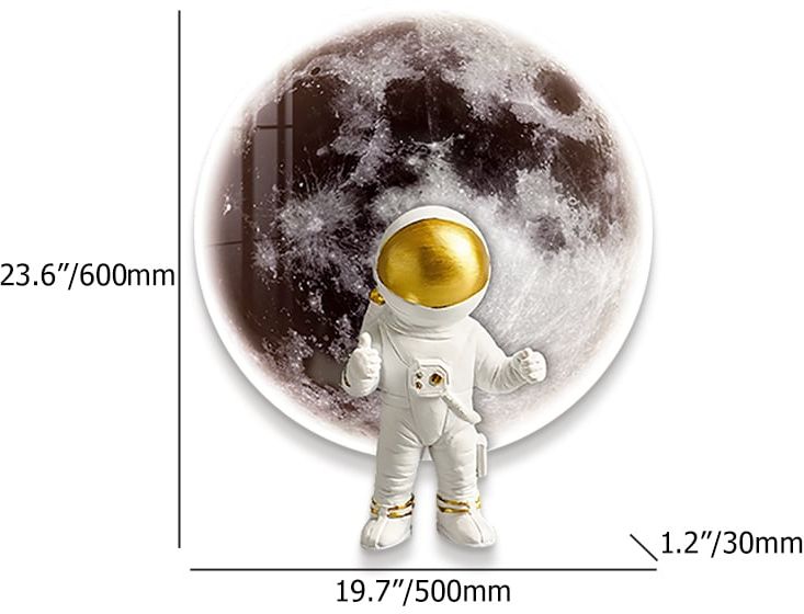 HMR - 23.6" Modern LED Acrylic Astronaut Moon Wall Decor Art Living Room Bedroom