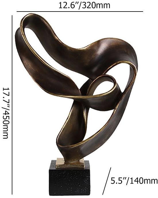 HMR Industrial Resin Abstract Sculpture Home Decorative Figurine Desk Art Decor - Bronze