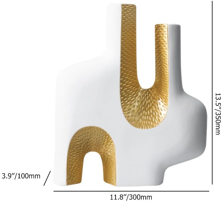HMR - Modern Resin Abstract Sculpture Decorative Figurine Object Desk Decor Art White & Gold