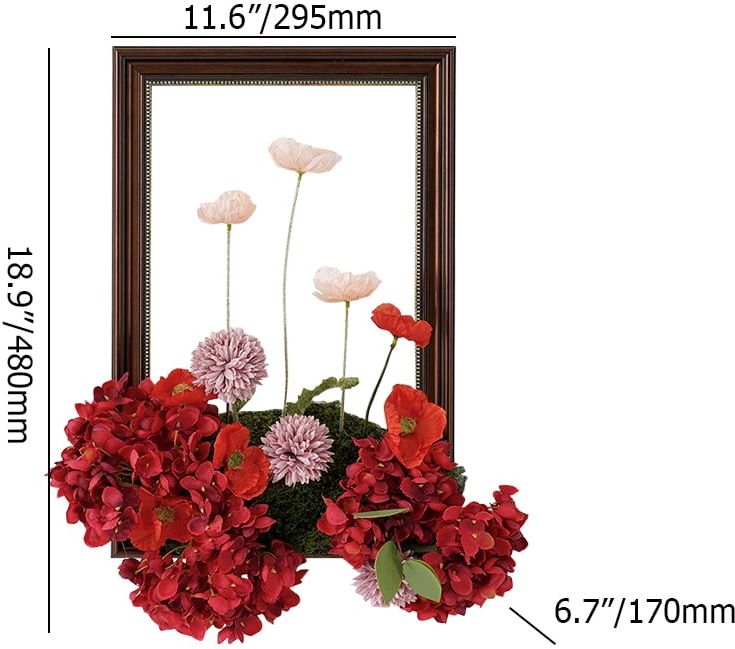 HMR - Vintage Red Fake Flower Arrangements Wall Hanging Decoration Artificial Silk Flower
