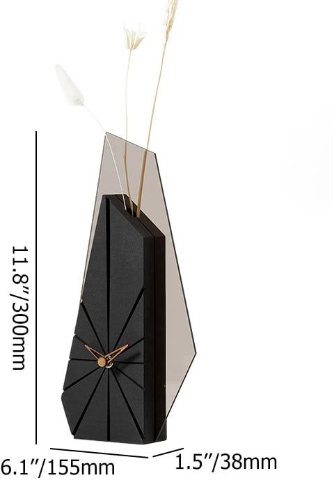 HMR - Modern Wood Black Abstract Geometry Mantel & Table Top Clock