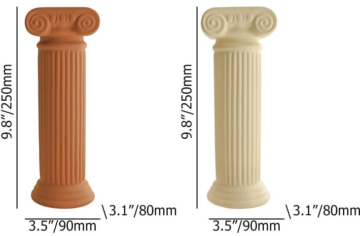 HMR - 2 Pieces Resin Roman Column Flower Vase Set Home Sculpture Decor Art Living Room Bedroom