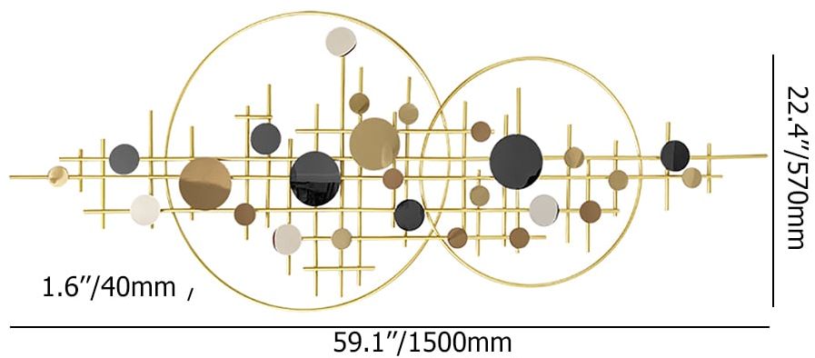 HMR - 3D Glam Big Gold Round Wall Decor Unique Decorative Metal Home Hanging Art Living Room