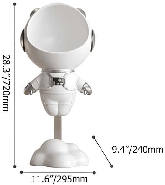 HMR Astronaut Resin Figurine Floating Side Table with Storage - White