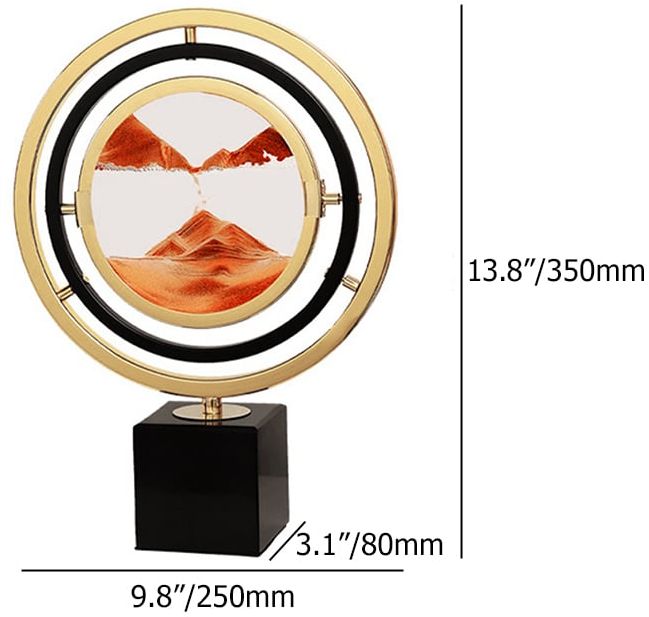 HMR - 13.8"Abstract Geometric Gold & Orange Sand Painting Ornaments Creative Home Decor