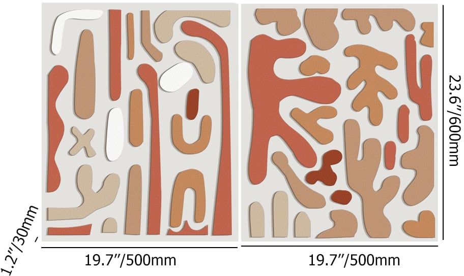 HMR - 2-Pieces 3D Modern Abstract Wall Decor Set Rectangle Painting Art Living Room Bedroom