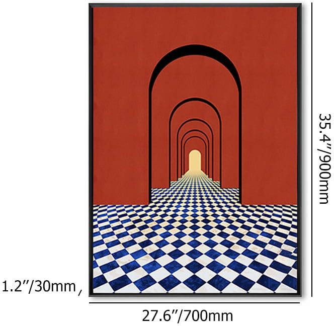 HMR - Modern 3D Abstract Arch Wall Decor Geometric Canvas Painting Art with Frame Living Room