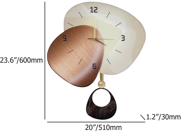 HMR - 23.6" Abstract Geometric Silent Wall Clock Modern Decor Art Living Room Bedroom